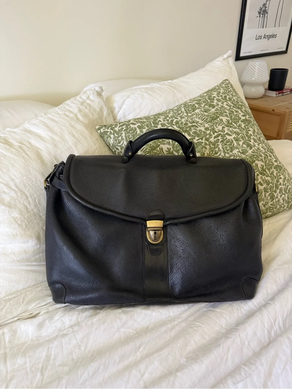 Bally Black Leather Laptop Briefcase with Top Handle